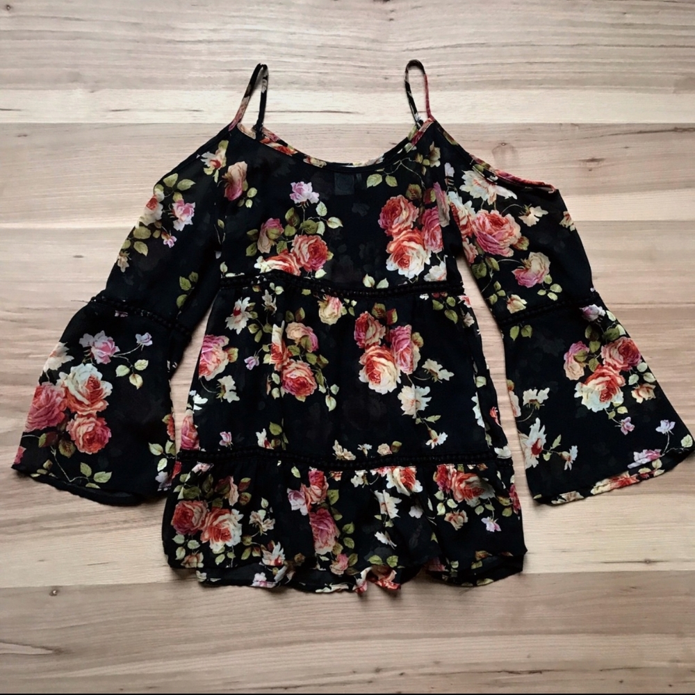 Floral Cold Shoulder Blouse
